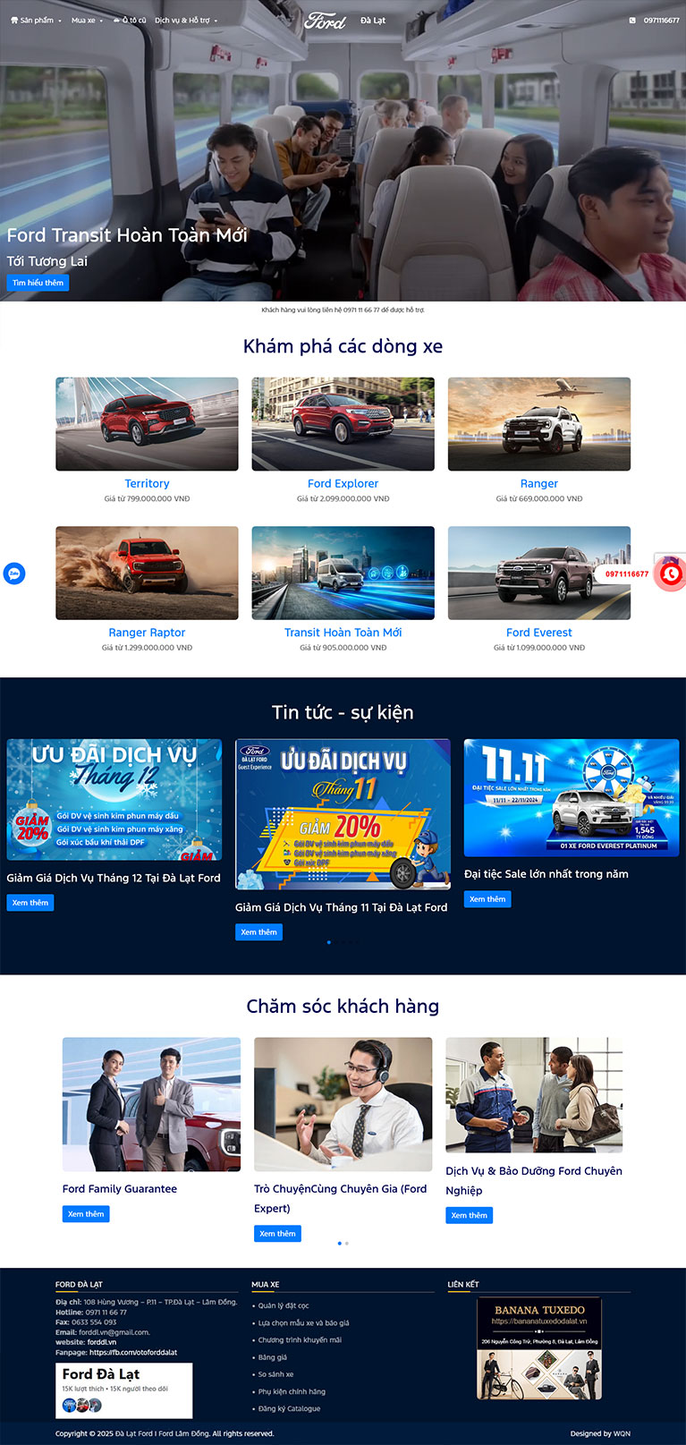 Mẫu web ô tô Đà Lạt Ford