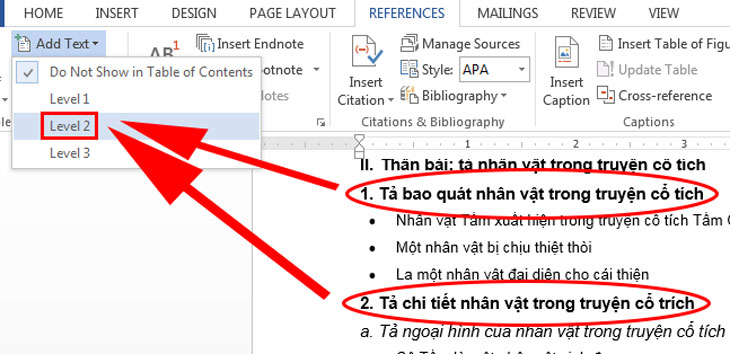Chọn cấp độ cho tiêu đề Chọn cấp độ cho tiêu đề