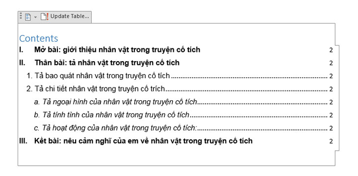 Bạn sẽ nhận được một mục lục theo chế độ bạn chọn của bước trên Bạn sẽ nhận được một mục lục theo chế độ bạn chọn của bước trên