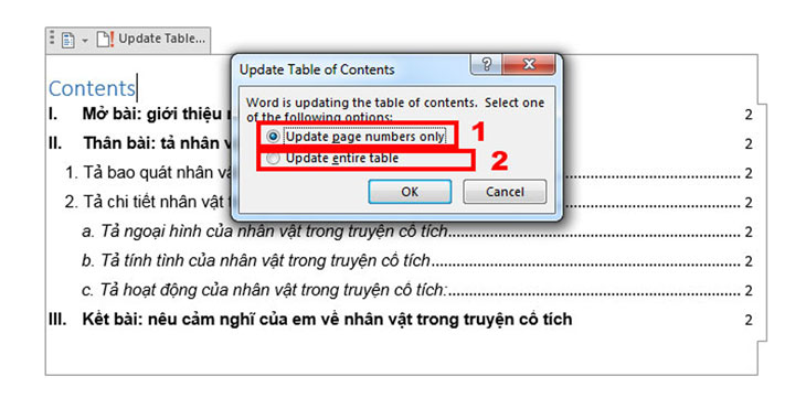 Bạn chọn Update Table và lựa chọn các chế độ mà bạn muốn thay đổi Bạn chọn Update Table và lựa chọn các chế độ mà bạn muốn thay đổi